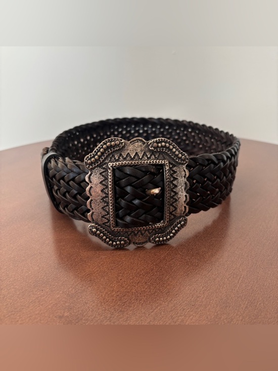 BA&SH Braided leather belt Braid In black, Size 75/US XS main image 11